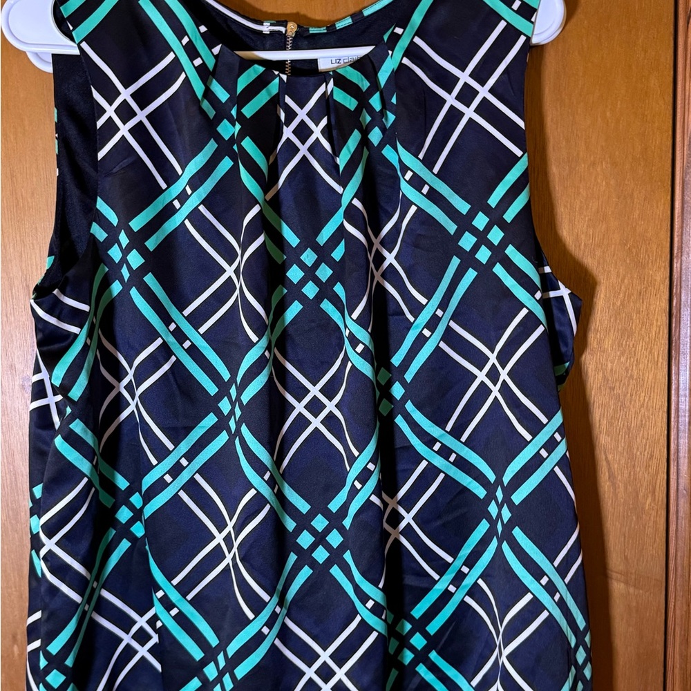 Liz Claiborne Geometric Black and Green Blouse